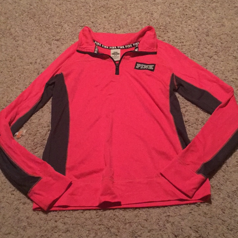PINK Victoria's Secret Coral and Gray Long Sleeve Top